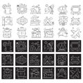 Vector illustration black and white icons. ÃÂ Rest and travel